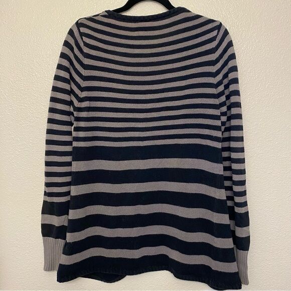 Roxy gray black stripe sweater open front cardigan 100% cotton-XL - Picture 2 of 9